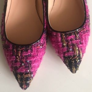 J Crew Pink and Black plaid Flats